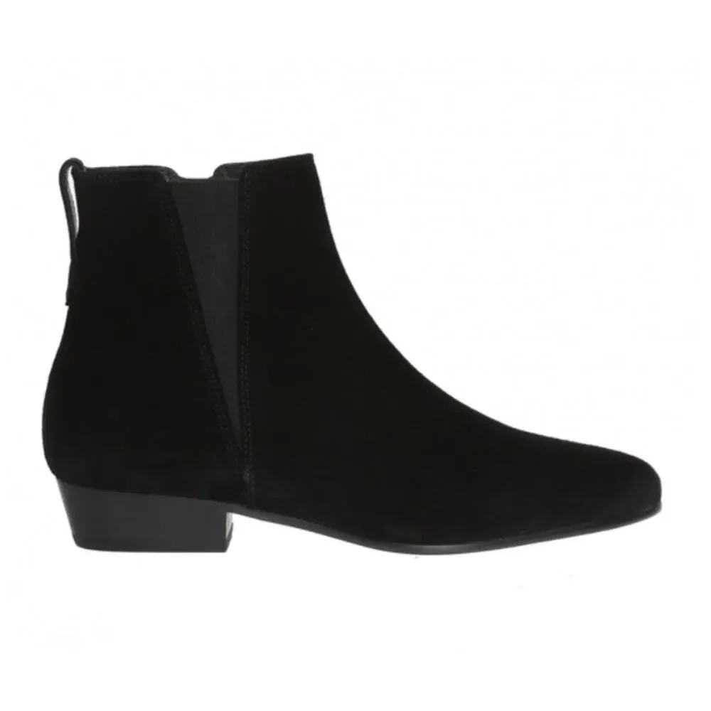 Isabel Marant Etoile Patsha Black Suede Ankle Boots Booties Side Zip Western 38 - Picture 2 of 14